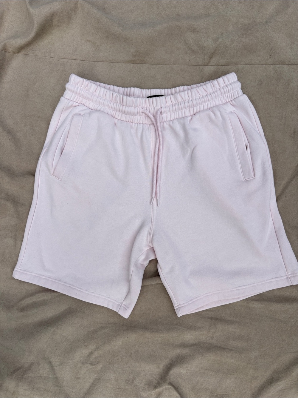 Regular Fit H&M Women's Casual Drawstring Fleece Shorts - Light Pink - M
